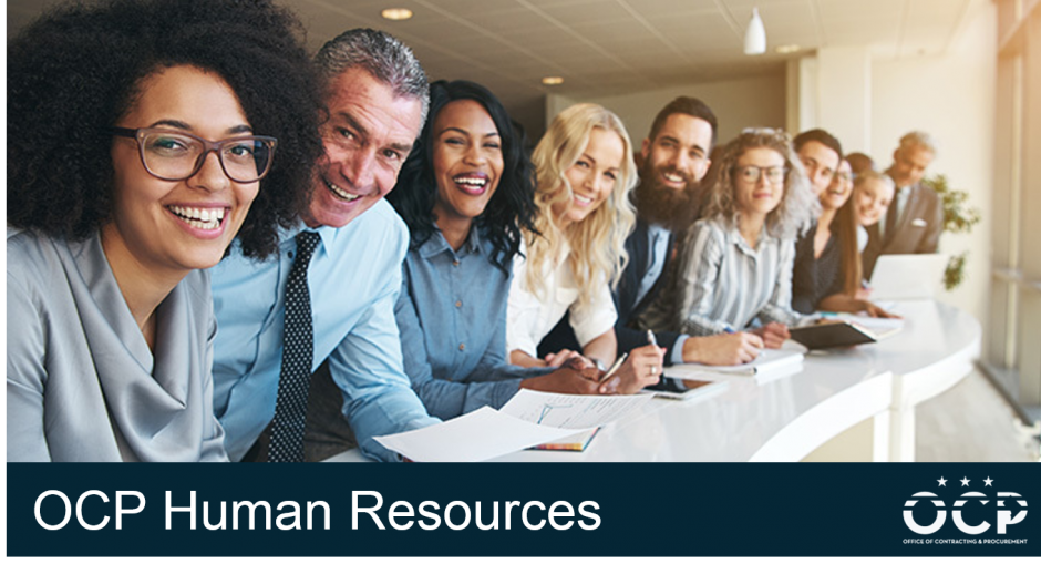 Image of human resource professionals with the text OCP Human Resources